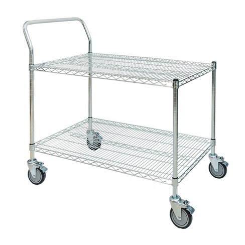 Shelving.com 24"d 2-Shelf Chrome Wire Utility Cart with 1 Handle - image 1 of 2