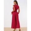 Allegra K Women's Elegant V Neck Mesh Long Sleeve Loose Wide Leg Party Jumpsuits - 4 of 4