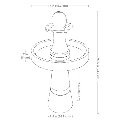 Contemporary Gray and Black Polyresin Outdoor Water Fountain with LED Light
