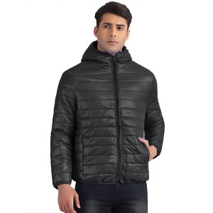 Lars Amadeus Men's Winter Zipper Lightweight Warm Padded Hooded Puffer Jackets - 1 of 4