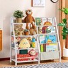 Ruvalino Decorative Bookshelf Kids Sling Bookcase Toy Organizer with Side Pockets for Nursery, White, 33.9"*11.8"*30.9" - 2 of 4