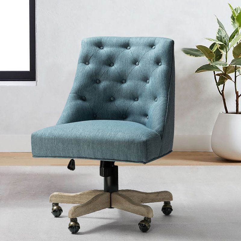 Modern Office Chair with Tufted Back, Adjustable Height, Armchair Upholstered, Study Seat Computer Task for Makeup Room, Living Room-The Pop Home, 1 of 9