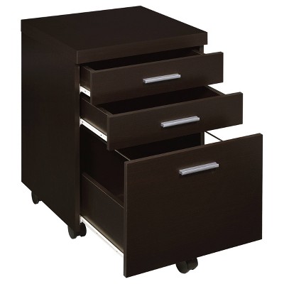 Skylar Cappuccino L-Shape Office Desk Set with File Cabinet