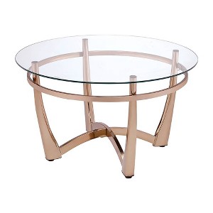 35" Orlando Li Coffee Table Champagne/Clear Glass - Acme Furniture - 1 of 4