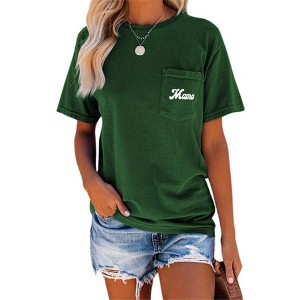 asual Pleated Womens Tee Loose Fit Cotton Top Half Or Three Quarter Sleeve - 1 of 4