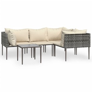 vidaXL Patio Furniture Set Outdoor Lounge Set with Cushions Gray Poly Rattan - 1 of 4