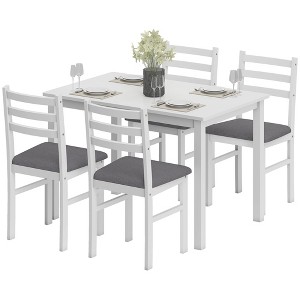 Aghana Digitals White Farmhouse 5-Piece Dining Set for 4: Small Space-Saving Kitchen Table with - 1 of 4