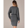 Allegra K Women's Ruched Drawstring Elastic Waist Crew Neck Long Sleeve Mini Dress - 4 of 4