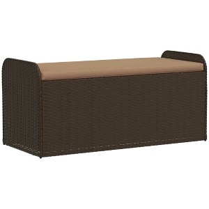 vidaXL Storage Bench Brown PE Rattan, Powder-coated Steel, Foam Medium - 1 of 4