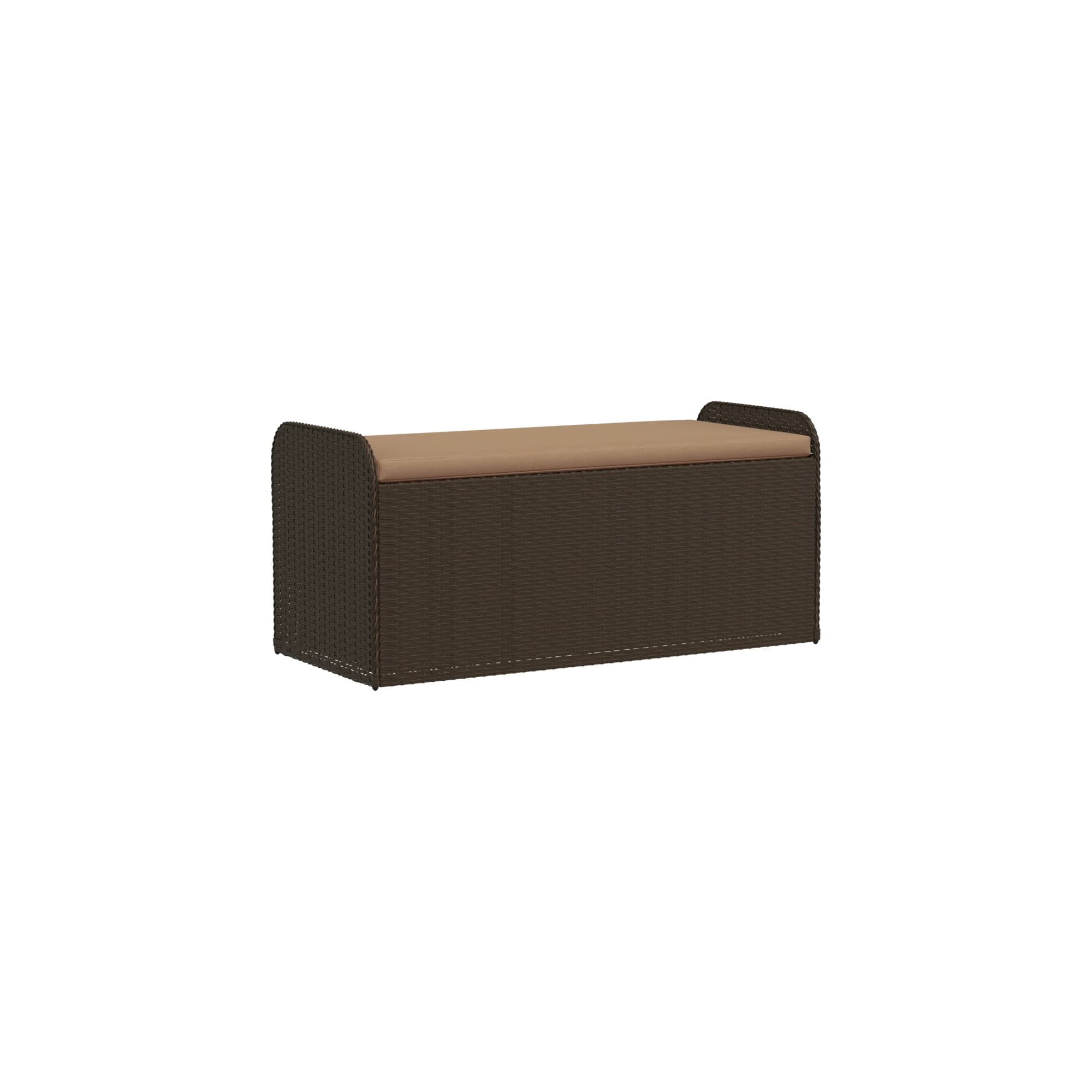 vidaXL Storage Bench Brown PE Rattan, Powder-coated Steel, Foam Medium