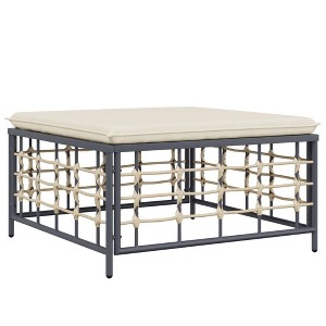 vidaXL Garden Table Anthracite PE rattan, powder-coated steel - Beige Footrest - 1 of 4