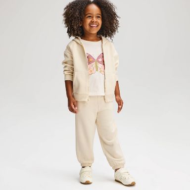 Toddler Girls' Fleece Jogger Pants - Cat & Jack™ Cream 12M