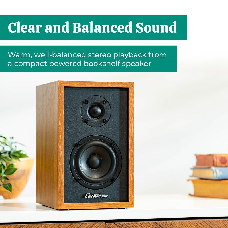 Electrohome Berkeley 2.0 Stereo Powered Bookshelf Speakers with Built-in Amplifier, 3" Drivers, Bluetooth 5, RCA/Aux, 2 of 10