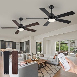 Arceso 2 Pack 52" Black Modern Ceiling Fan with Light and Remote Control, DC Motor, 6-Speed, Timer for Indoor - 1 of 4