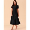 Seta T Women's Casual Short Sleeve Wrap V Neck Flowy Pleated Midi Dress with Belt - 2 of 4