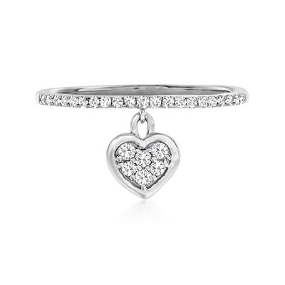 Ross-Simons 0.20 ct. t.w. Diamond Heart Charm Ring in 14kt White Gold