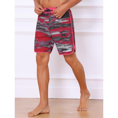 INSPIRE CHIC Men's Drawstring Elastic Waist Color Block Summer Beach Board Shorts 2 Packs 2 Dark Red 38 — фото 2