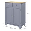 Sideboard Buffet Cabinet, Double Door Kitchen Cabinet, Coffee Bar Storage with 2 Drawers, Adjustable Shelf for Living Room and Hallway, Gray - 3 of 4