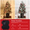 3ft Christmas Tree Pre-Lit Artificial Christmas Tree with Vintage Potted Base, Flocked Snow 78 Warm White LED Lights Red Berries - image 4 of 4