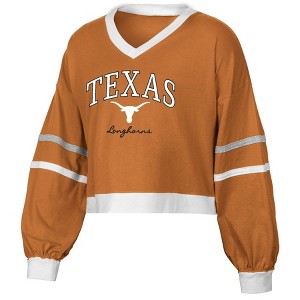 NCAA Texas Longhorns Women's Long Sleeve V-Neck T-Shirt - 1 of 3