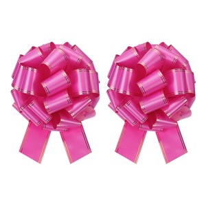 Unique Bargains Christmas Wedding Car Basket Gift Wrapping Large Organza Pull Bow 2 Pcs - 1 of 4