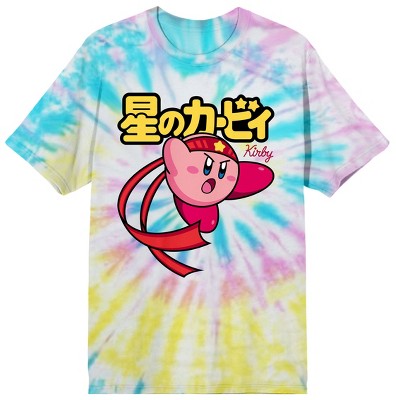 Kirby Anime Cartoon Kick Kanji  Tie Dye Graphic Tee Shirt
