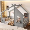 Twin/Full Montessori Bed Frame House Floor Bed, Platform Bed with Window, Built-in Shelf & House-Shaped Roof - ModernLuxe - 3 of 4