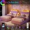 Twin Size Bed Frame with Storage Headboard, Upholstered Platform Bed Frame with 2 Drawers, Wooden Slats Support, No Box Spring Required - 4 of 4