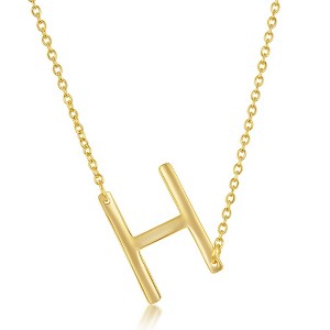Bella Silver Sterling Silver Sideways Initial 18" Pendant Necklace - Available Colors: Silver, Gold - 1 of 2