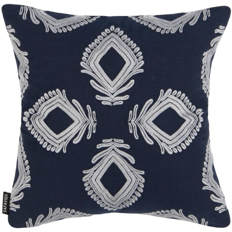 Blossom Pillow - Navy/Periwinkle - 16" x 16" - Safavieh ., 1 of 4