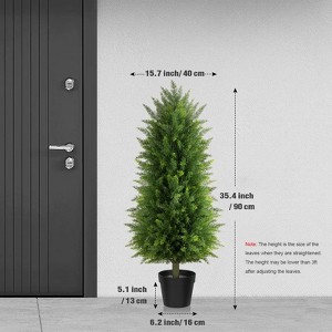 Vitalismo 3-4 ft Artificial Cedar Topiary Trees Potted Realistic Faux Greenery Indoor/Outdoor UV Protection Christmas Trees for Home Decor Set of 2 - 1 of 4