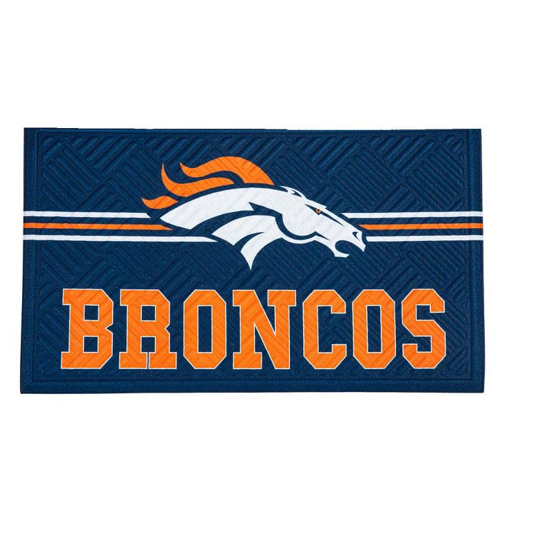 Evergreen NFL Denver Broncos Embossed Mat Cross Hatch Indoor and Outdoor Doormat, 1 of 6
