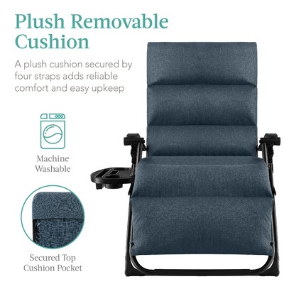 Graphite Blue Oversized Zero Gravity Lounger with Cushions and Arms