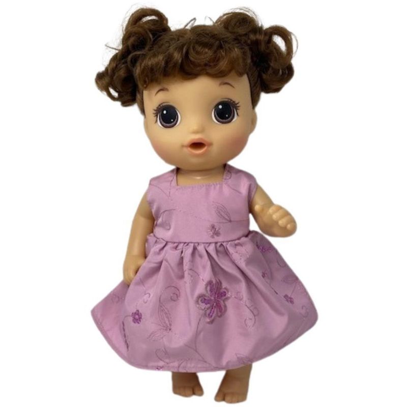 Doll Clothes Superstore Mauve Sequin Dress With Purse Fits Some Baby Alive And Little Baby Dolls, 4 of 5