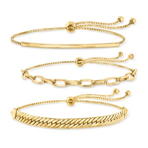 Ross-Simons 18kt Gold Over Sterling Jewelry Set: 3 Bolo Bracelets Size - 1 of 4