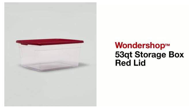 53qt Christmas Storage Box Red Lid - Wondershop&#8482;, 2 of 6, play video