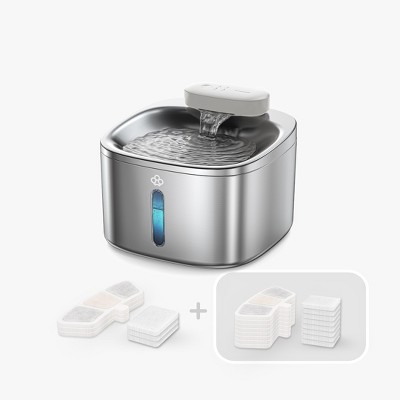 Oneisall PW04 Wireless Cat Fountain: 3.5L Stainless Steel, Battery Operated, Cordless, Rechargeable – Pet Water Dispenser（w/11 Filters)