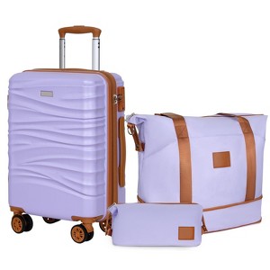Hykolity 3-Piece 20 Inch Expandable Carry On Luggage Set, Purple - 1 of 4