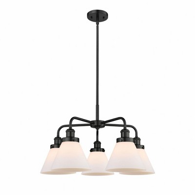 Cone - 5 Light Stem Hung Chandelier In Art Deco Style-15 Inches Tall and 25.75 Inches Wide