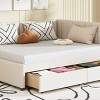 Full Size Upholstered Daybed with Storage Drawers and Backrest, Linen Sofa Bed for Bedroom or Guest Room-Baofuwish - 3 of 4
