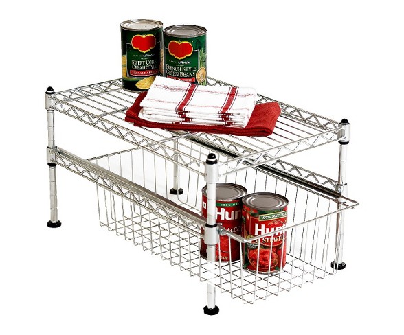 Seville Mini Basket Shelf Organizer - Silver