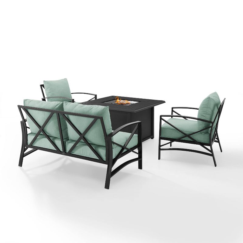 Kaplan 4pc Outdoor Conversation Set with Dante Fire Table - Mist - Crosley, 4 of 17