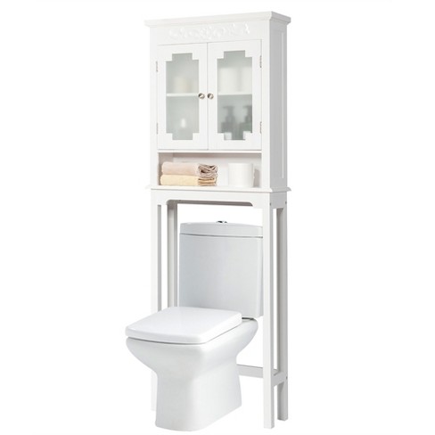 Costway Bathroom Space Saver Over The Toilet Shelved Storage Cabinet  Organizer White