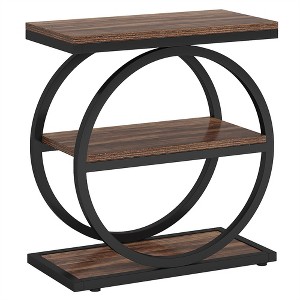 COWLOWN Industrial Narrow End Table with 3 Shelves, Slim Side Table for Small Spaces - 1 of 4