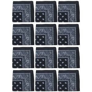 12 Pack Paisley Print Cotton Bandanas Dozen Reusable Scarf, Mask, Hair Tie - 1 of 4