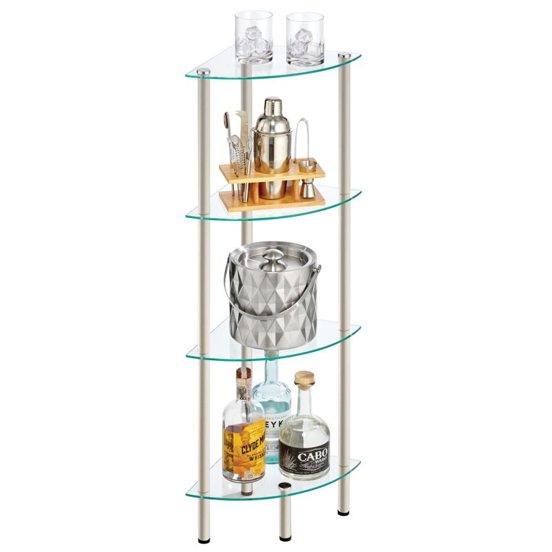 mDesign Glass Corner 4-Tier Storage Organizer Tower Cabinet, 2 of 8