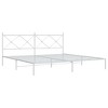 vidaXL Modern King Metal Bed Frame with Headboard - Steel Construction, White, 76"x79.9" - Bedroom Furniture for Enhanced Mattress Support - 2 of 4