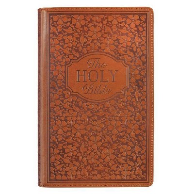 KJV Bible Giant Print Tan Floral - Large Print (Leather Bound)