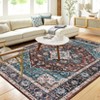 Vintage Floral Medallion Area Rugs for Living Room Dining Room, Retro Accent Low Pile Floor Carpet for Bedroom Home Office - 3 of 4