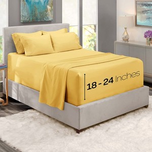 Hearth & Harbor 6 Piece Sheet Set, Extra Deep Pocket Sheets Fits Mattress up to 21", Soft Microfiber Sheets - 1 of 4